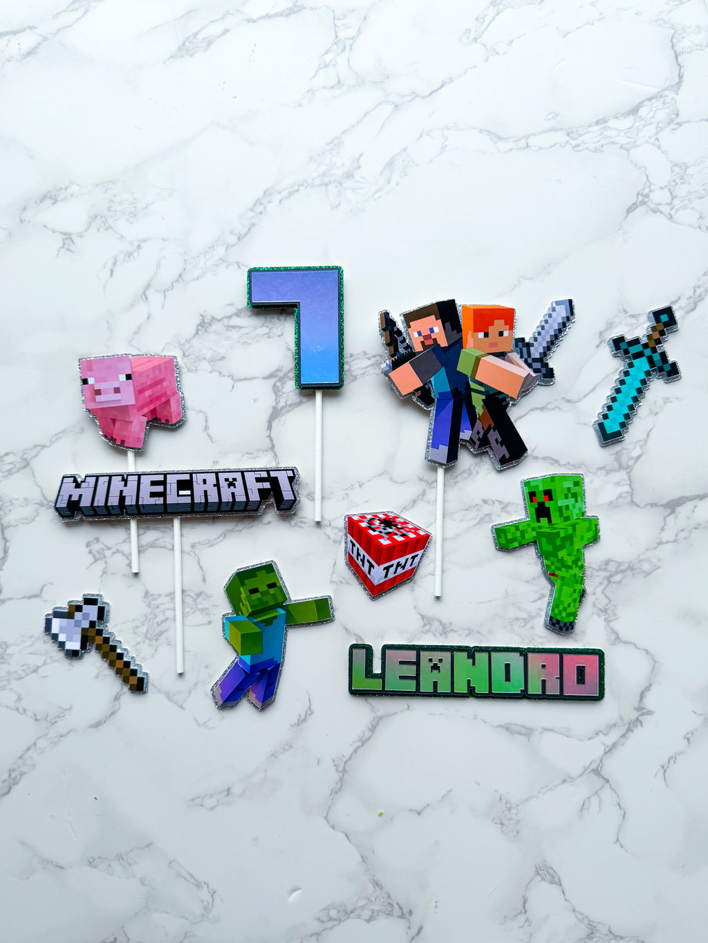 Personalised Mine Craft Cake Topper set