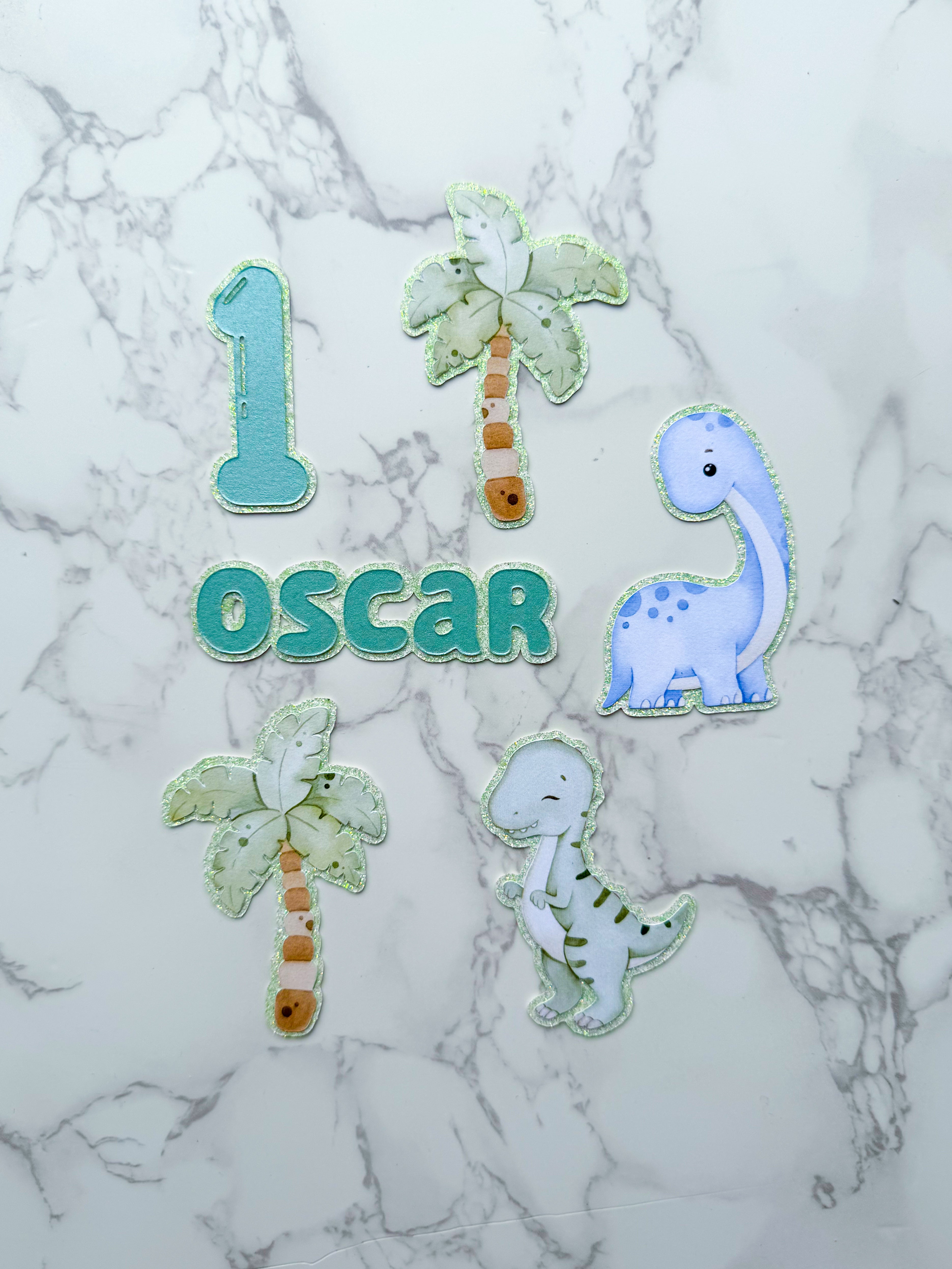 Personalised Cute Dino Cake Charm  Set- £10 set