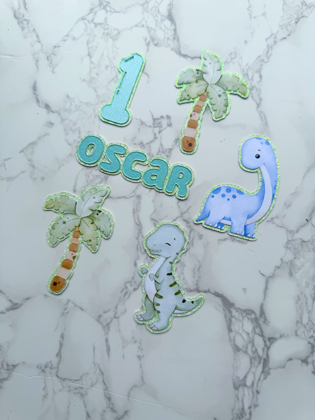 Personalised Cute Dino Cake Charm  Set- £10 set
