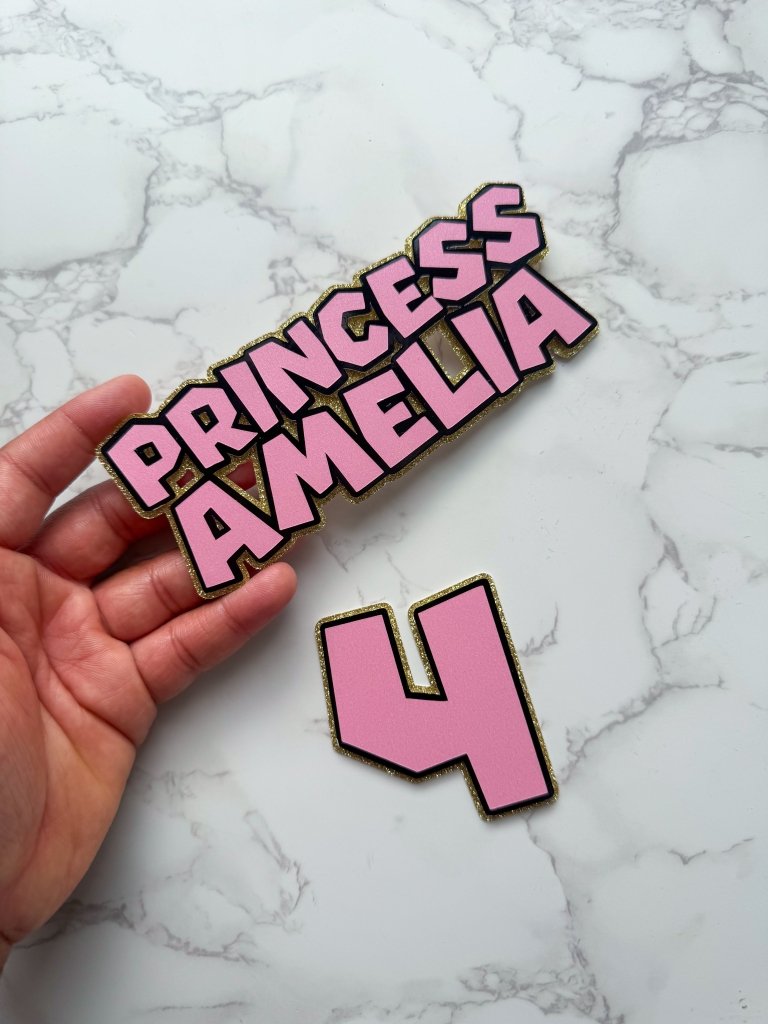 Mario Peach Style Name Cake Topper Charm : Princess - Demi's Krafts