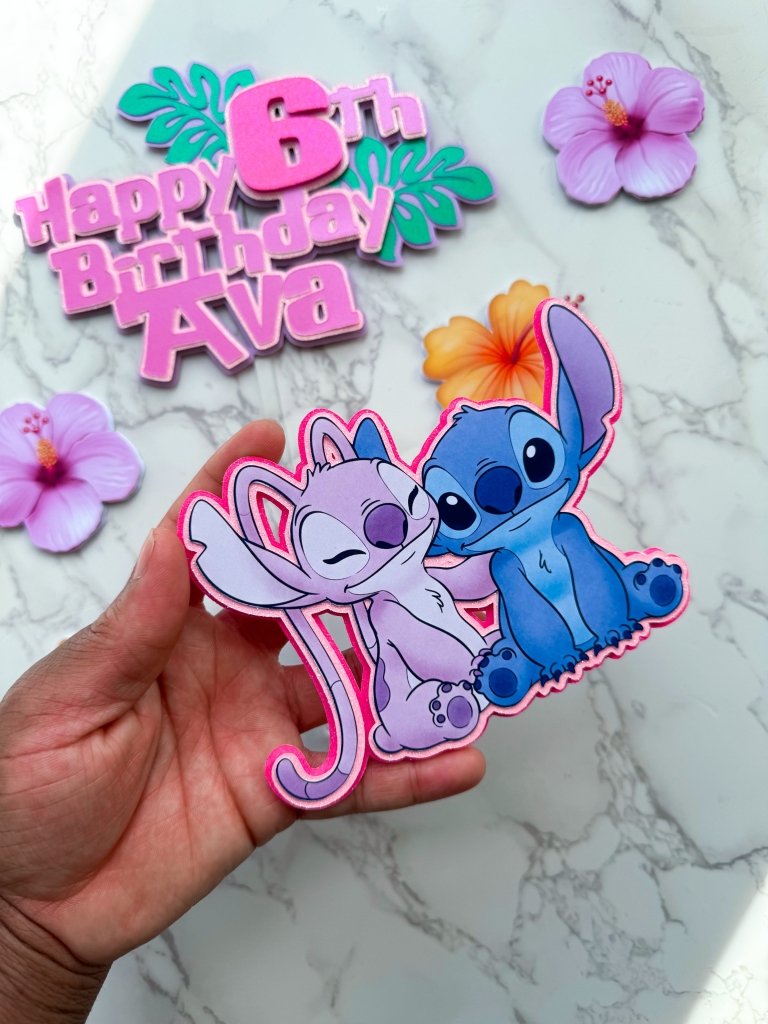Tropical Stitch Happy Birthday Cake Topper Set - Demi's Krafts