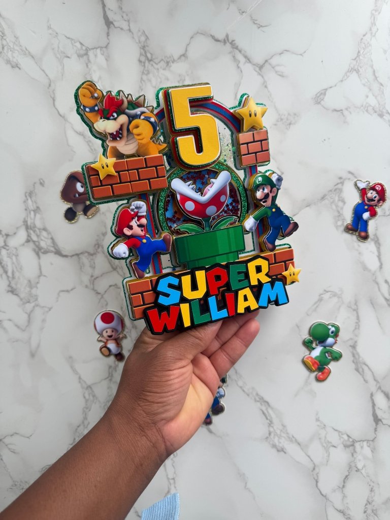 Mario Themed Birthday Cake Topper : Luxe Topper - Demi's Krafts