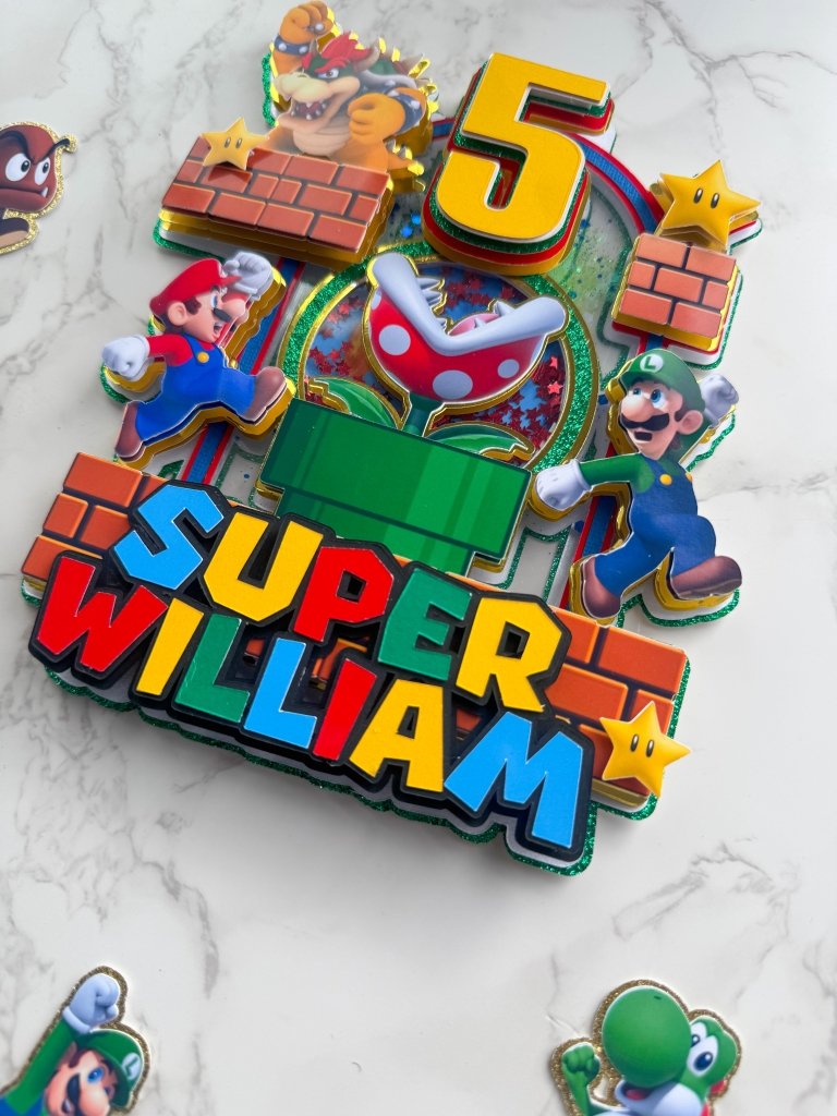 Mario Themed Birthday Cake Topper : Luxe Topper - Demi's Krafts