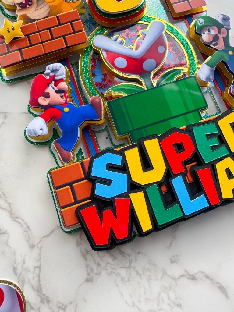 Mario Themed Birthday Cake Topper : Luxe Topper - Demi's Krafts