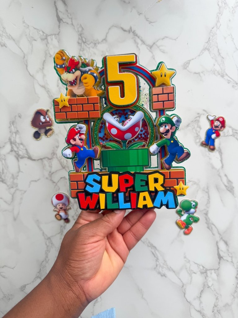 Mario Themed Birthday Cake Topper : Luxe Topper - Demi's Krafts