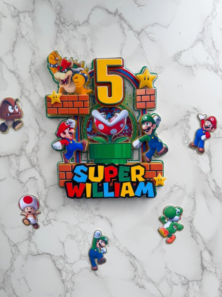 Mario Themed Birthday Cake Topper : Luxe Topper - Demi's Krafts