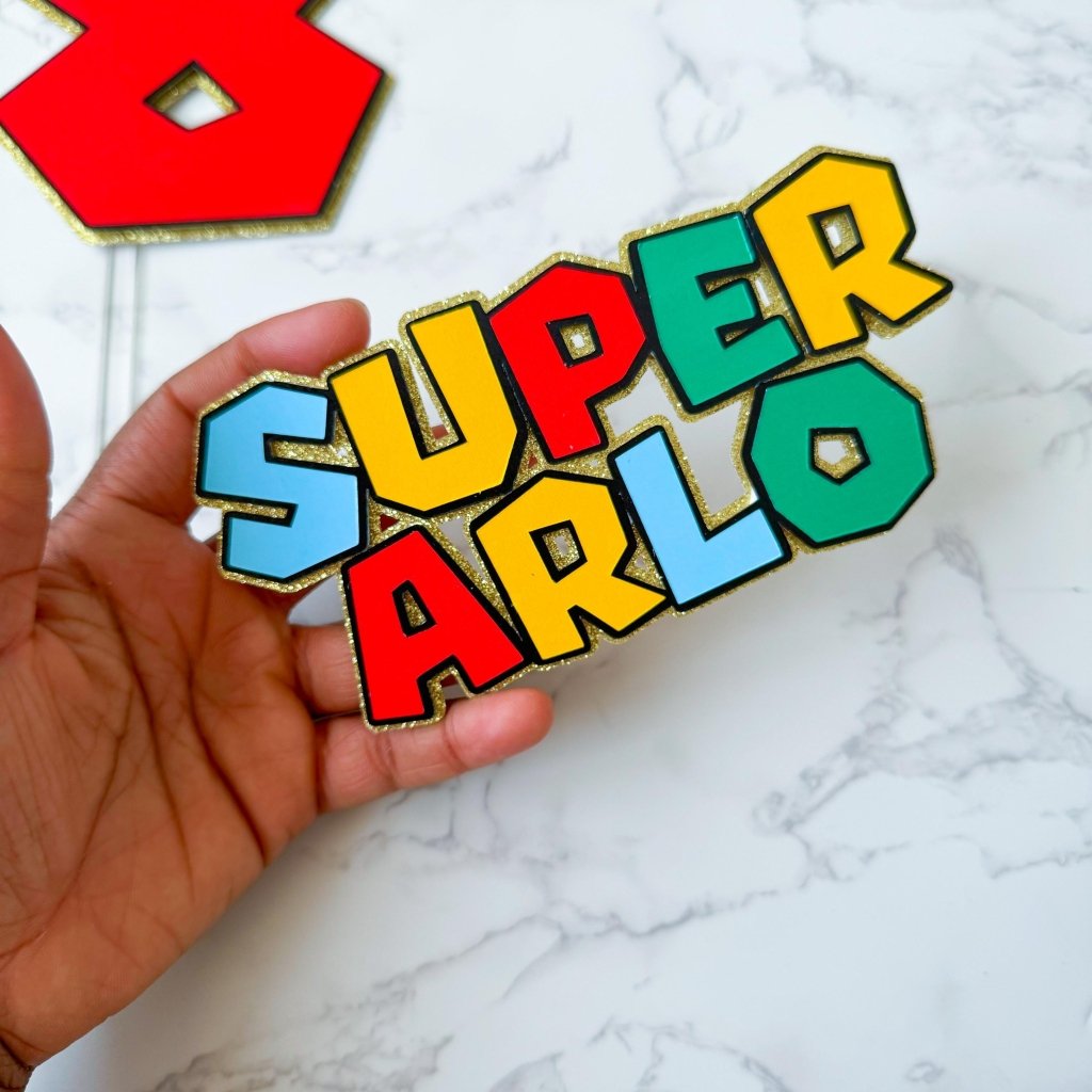 Mario Style Name Cake Topper Charm : Game cake topper - Demi's Krafts
