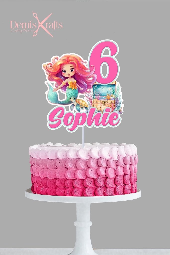 Mermaid Cake Topper and Cupcake Toppers - Demi's Krafts