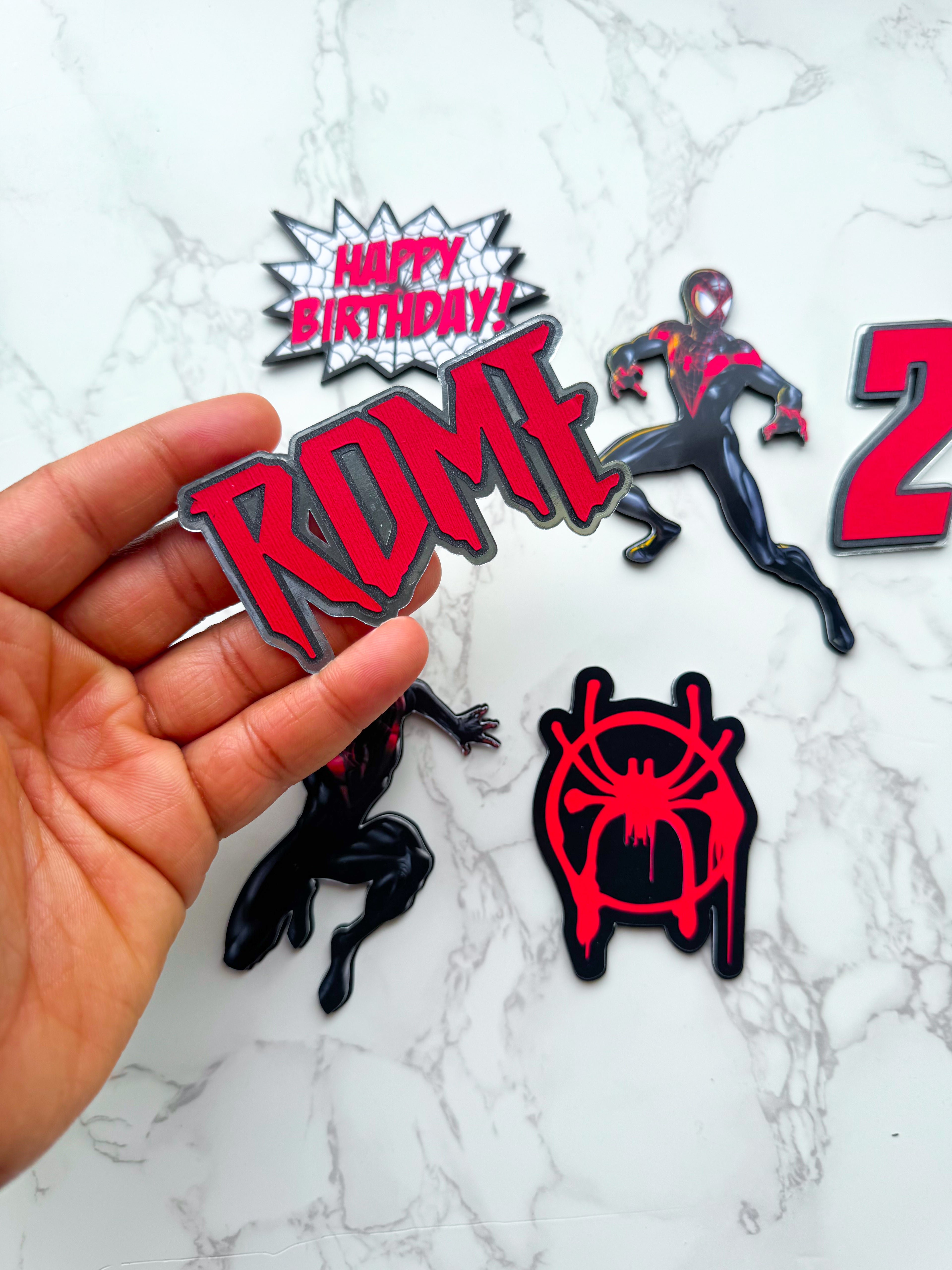 Personalised Miles Morales Cake Toppers - £10 set