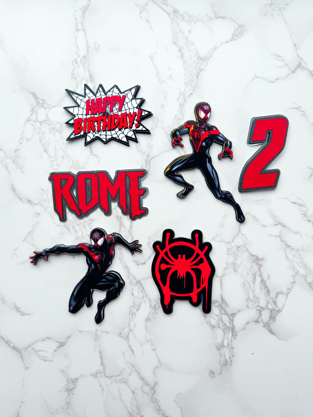 Personalised Miles Morales Cake Toppers - £10 set