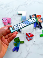 Personalised Mine Craft Cake Topper set