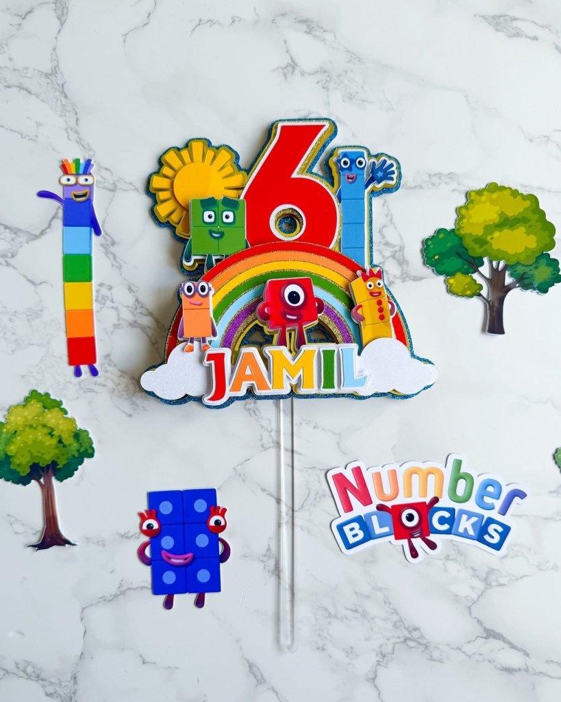 Number blocks Themed Cake Topper : Luxe Topper - Demi's Krafts