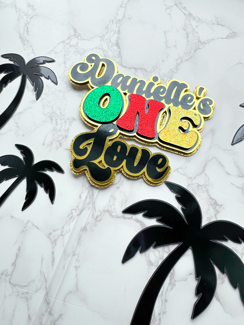 One Love Caribbean Themed Birthday Cake Topper