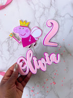 Personalised Peppa Pig Birthday Cake Topper Charm Set : Peppa fairy cake topper - Demi's Krafts
