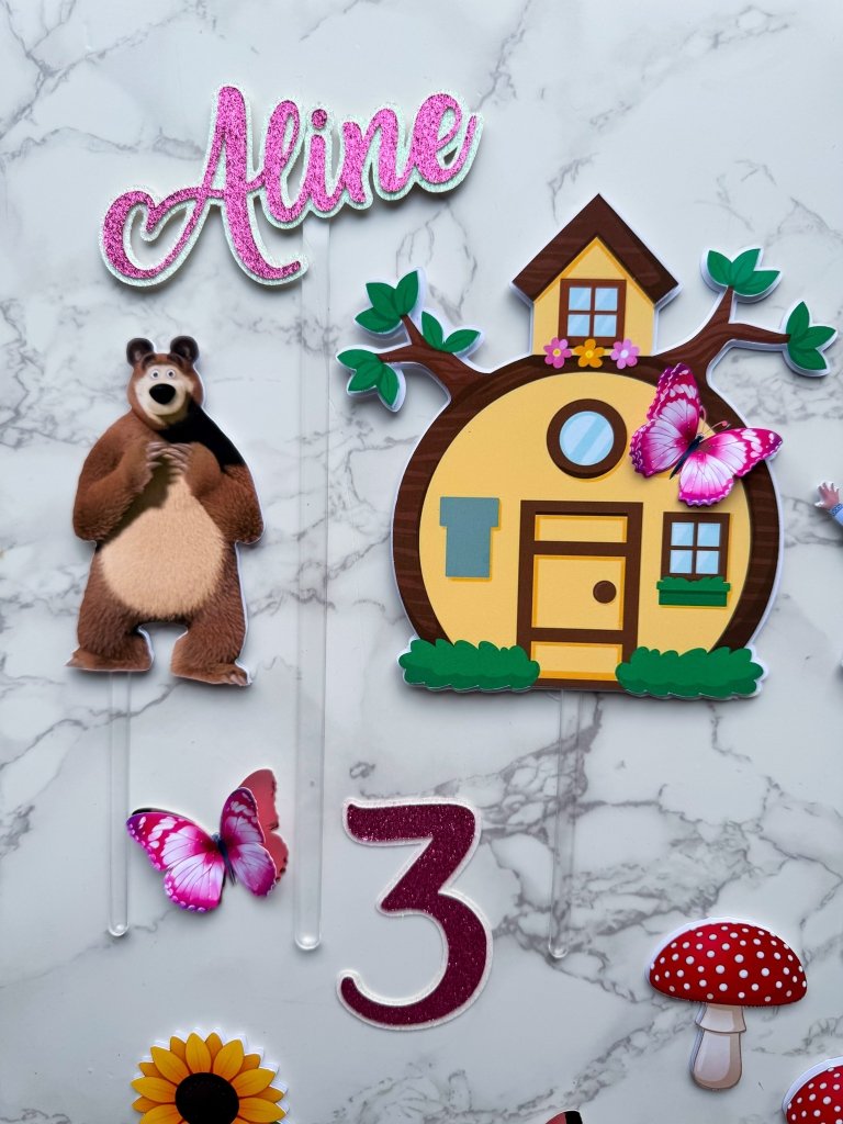 Personalised Masha and the Bear Cake Topper Set - Demi's Krafts