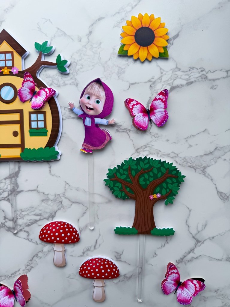 Personalised Masha and the Bear Cake Topper Set - Demi's Krafts