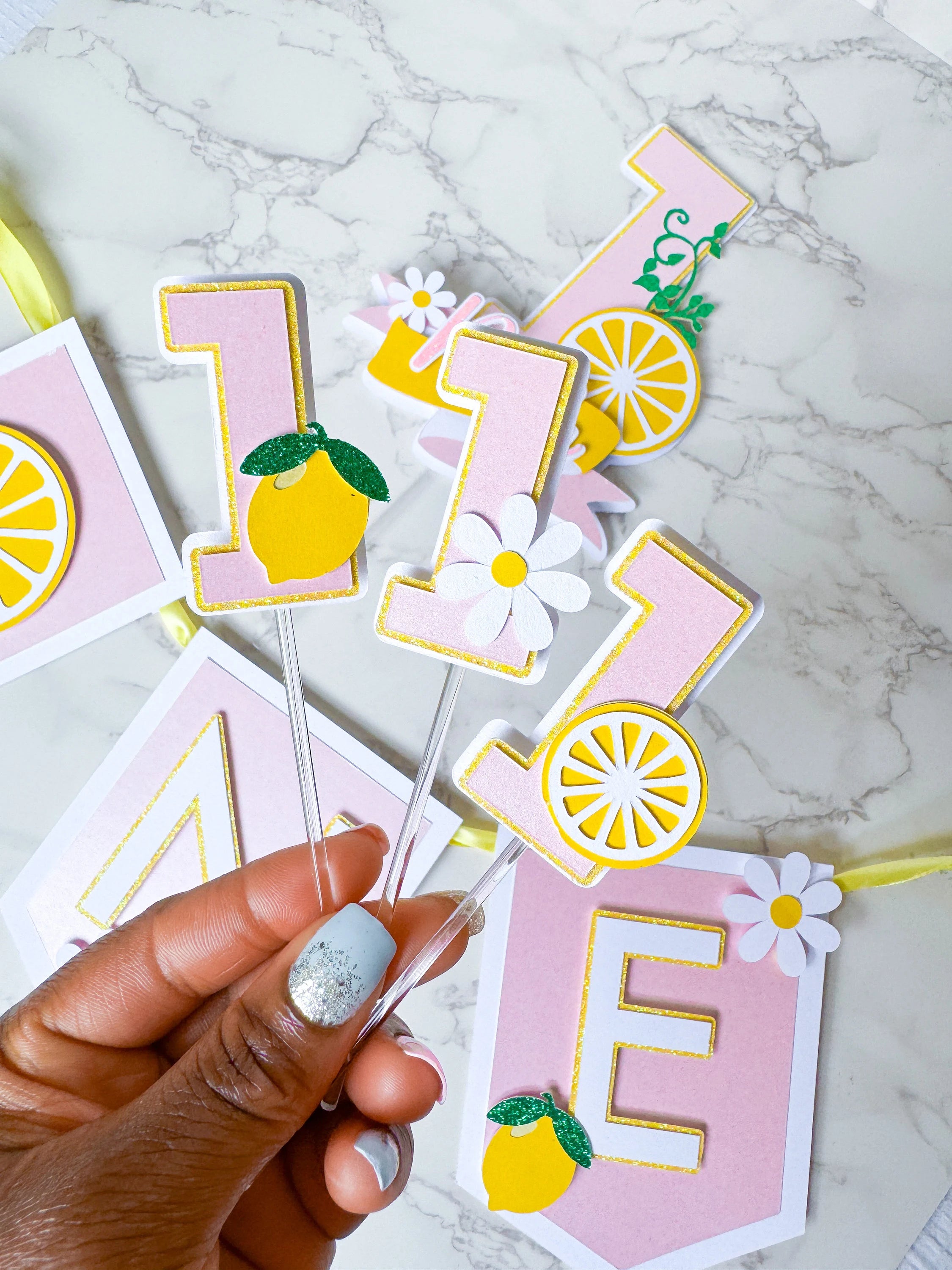 Lemonade First Birthday Smash Cake Bundle : Pink Lemonade Topper - Demi's Krafts
