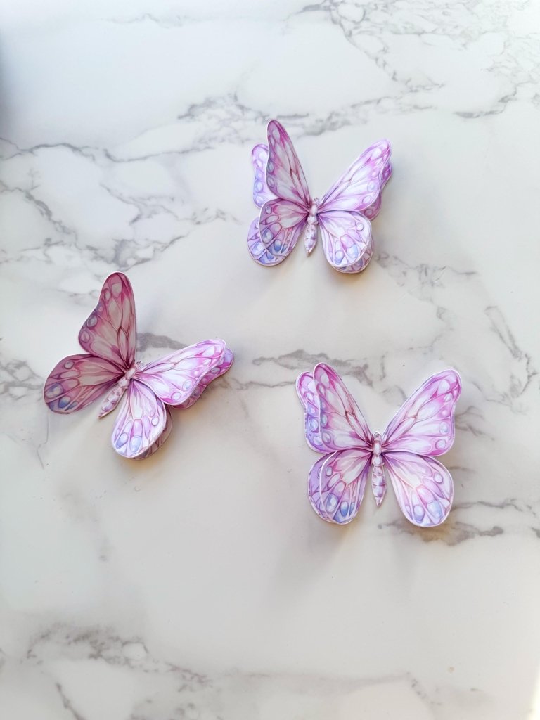3D pastel butterflies cake toppers cupcake topper charms - Demi's Krafts