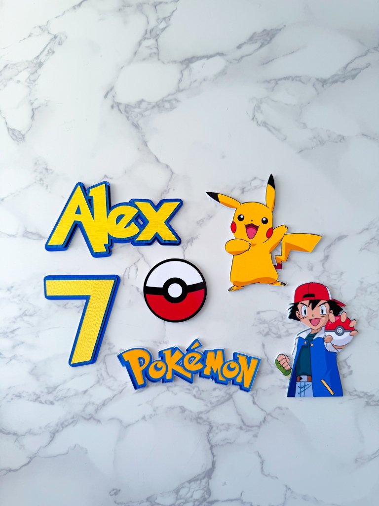 Personalised Pokemon Cake Topper Set - Demi's Krafts