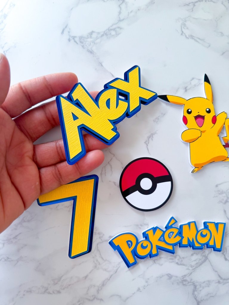 Personalised Pokemon Cake Topper Set - Demi's Krafts