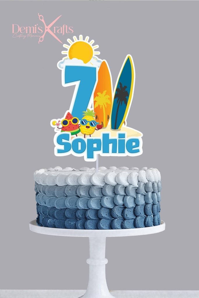 Summer Pool Birthday Cake Topper and cupcake Toppers - Demi's Krafts