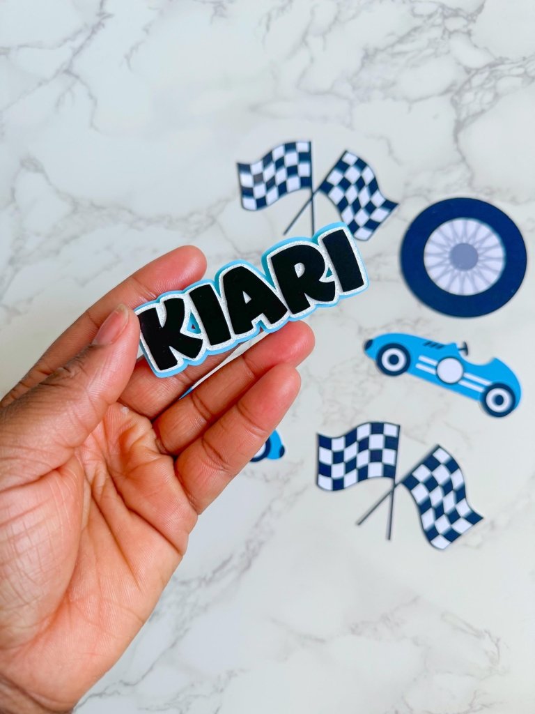 Racing cupcake cake topper Set: Fast One, Two Fast, Cars - Demi's Krafts