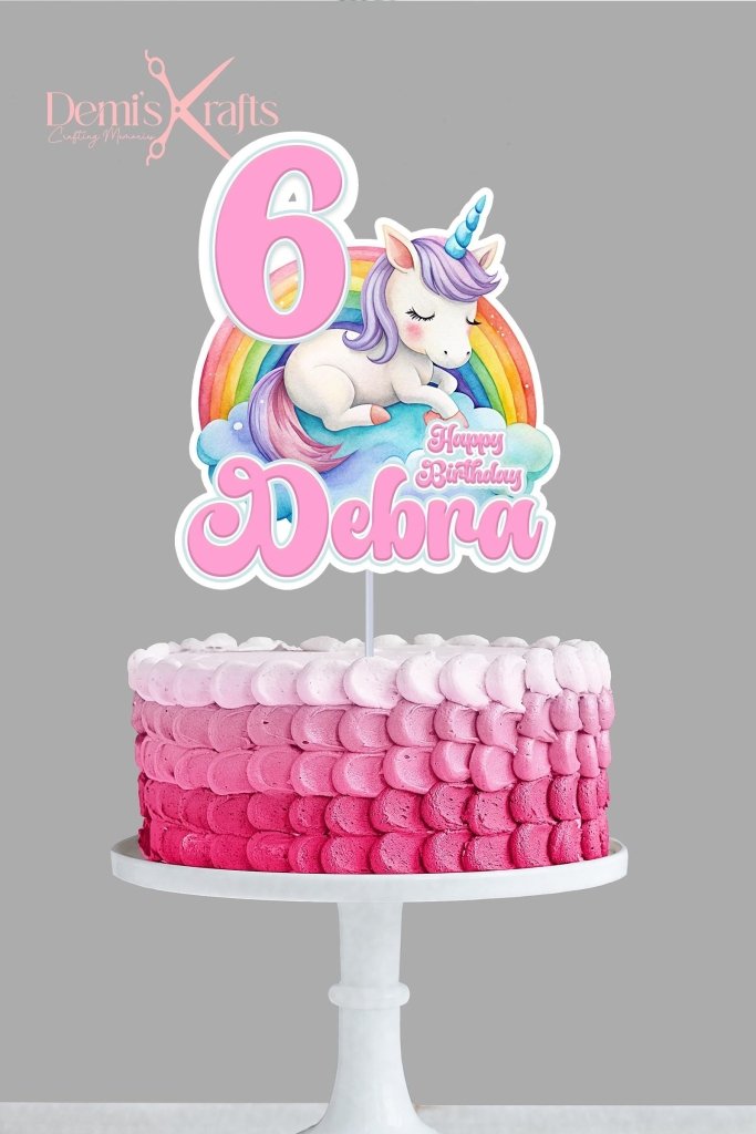 Happy Birthday Unicorn Cake Topper and Cupcake Toppers - Demi's Krafts