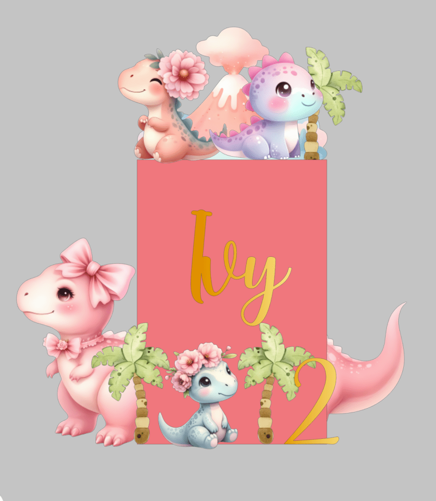 Custom Girl Dinosaur Cake Topper Set - Demi's Krafts