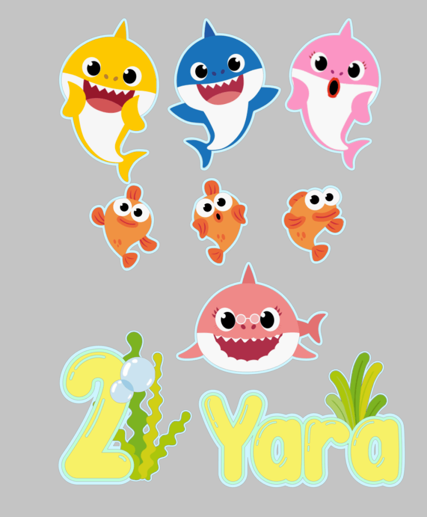 Baby Shark Themed Birthday Cake Topper : Charm Set - Demi's Krafts