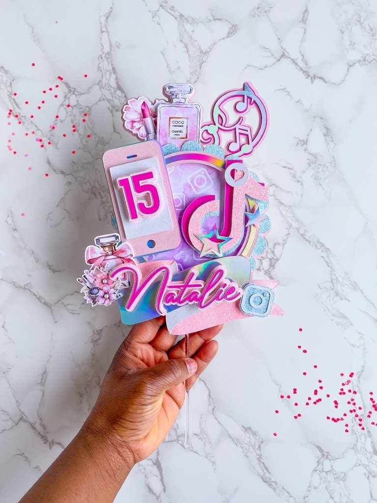 Personalized Social Media Birthday Cake Topper: Influencer Party Decor - Demi's Krafts