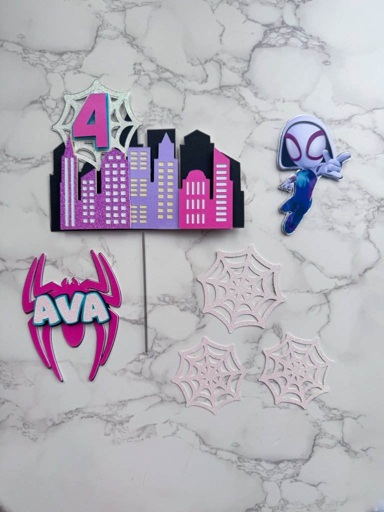 Spider Girl Birthday Cake Topper Set: Spidewoman Birthday Cake Toppers - Demi's Krafts