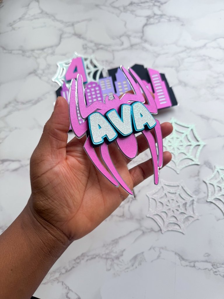 Spider Girl Birthday Cake Topper Set: Spidewoman Birthday Cake Toppers - Demi's Krafts