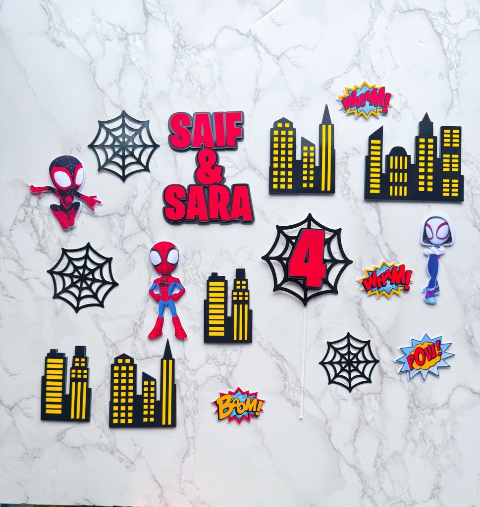 Personalised Spidey and Friends Birthday Cake Topper Set - Demi's Krafts