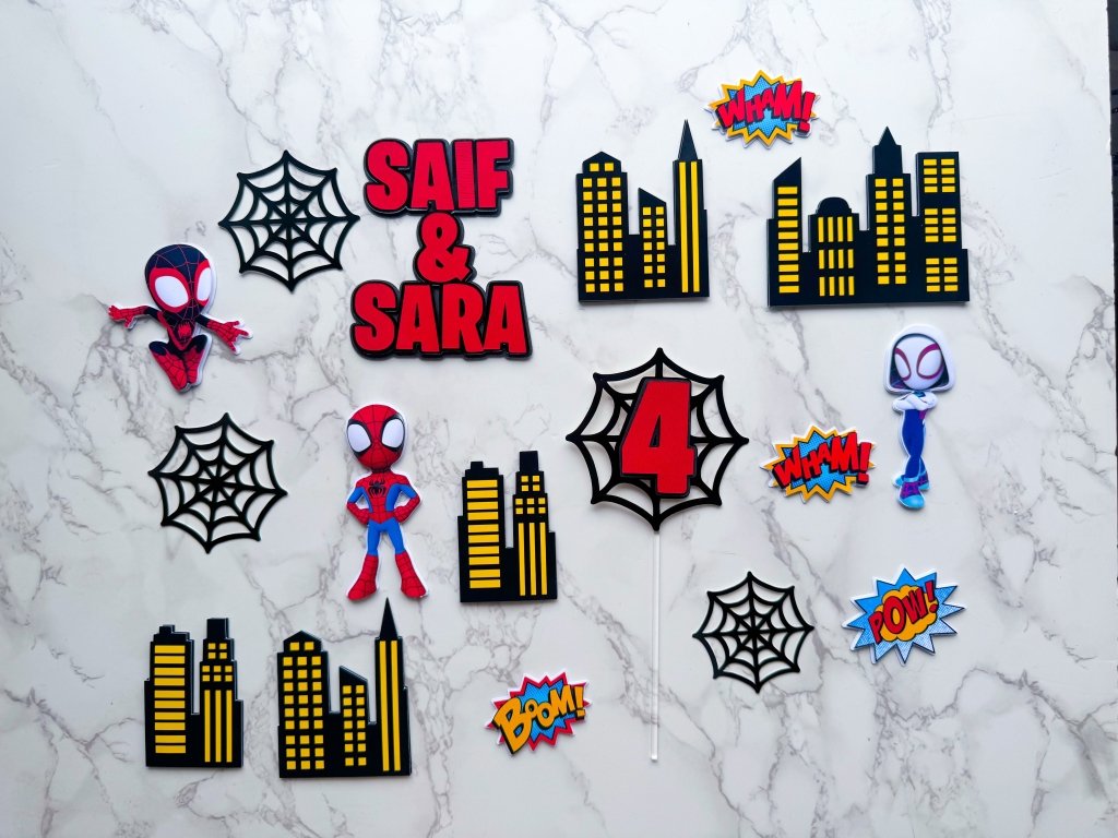 Personalised Spidey and Friends Birthday Cake Topper Set - Demi's Krafts