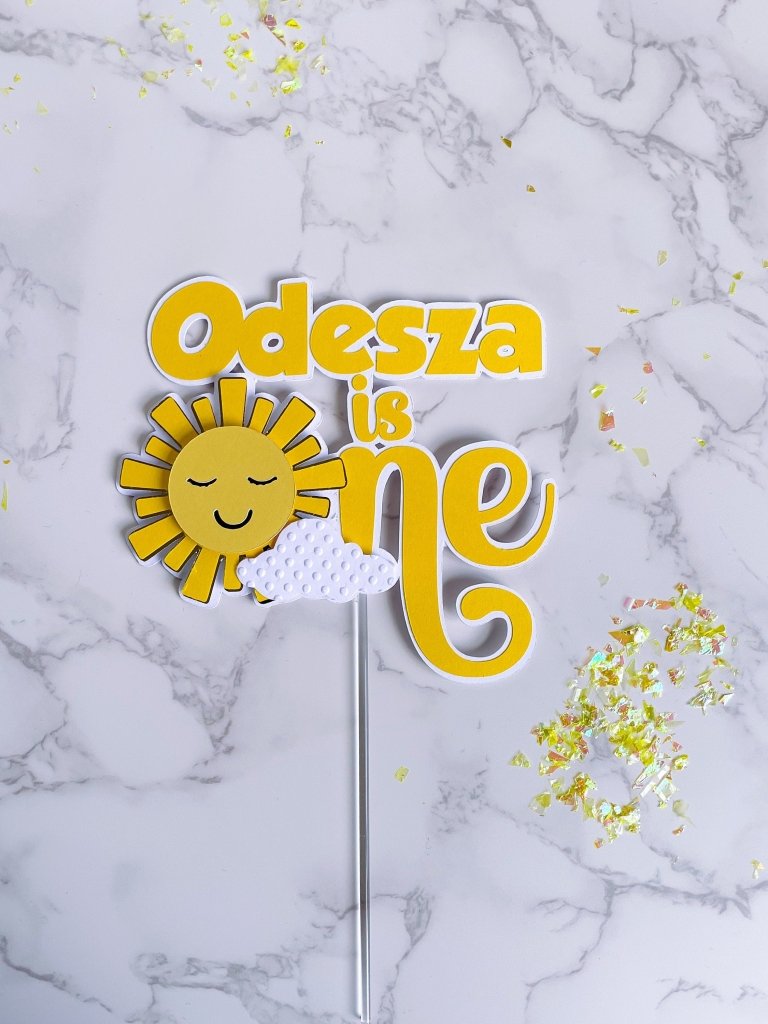 Sunshine First Birthday Cake Topper: Personalized Sunny Party Decor - Demi's Krafts
