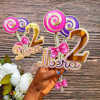 Two sweet Lollipop Candy Birthday cake topper - Demi's Krafts