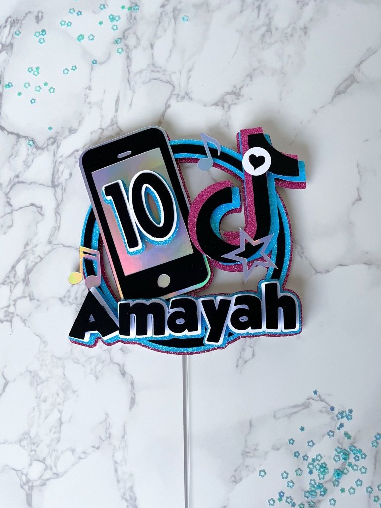 Tiktok Cake Topper: Personalized cake toppers - Demi's Krafts