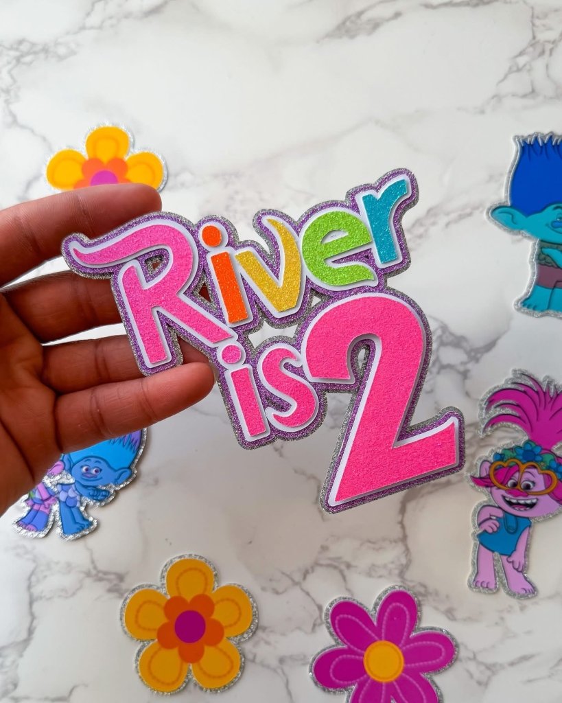 Trolls Themed Birthday Cake Toppers : Charm Set - Demi's Krafts