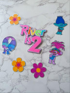 Trolls Themed Birthday Cake Toppers : Charm Set - Demi's Krafts