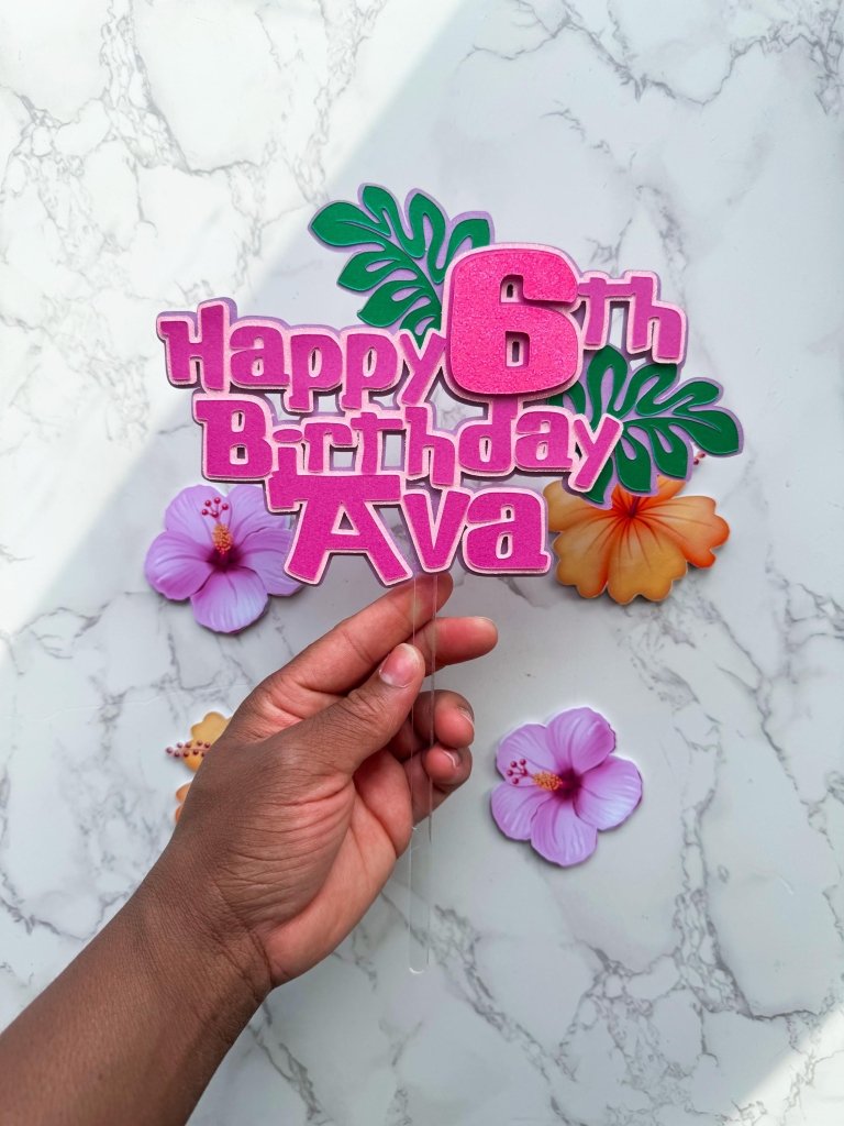 Tropical Stitch Happy Birthday Cake Topper Set - Demi's Krafts
