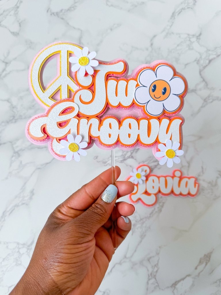 Two Groovy Birthday Cake Topper Set : Groovy Flower Cake Topper - Demi's Krafts