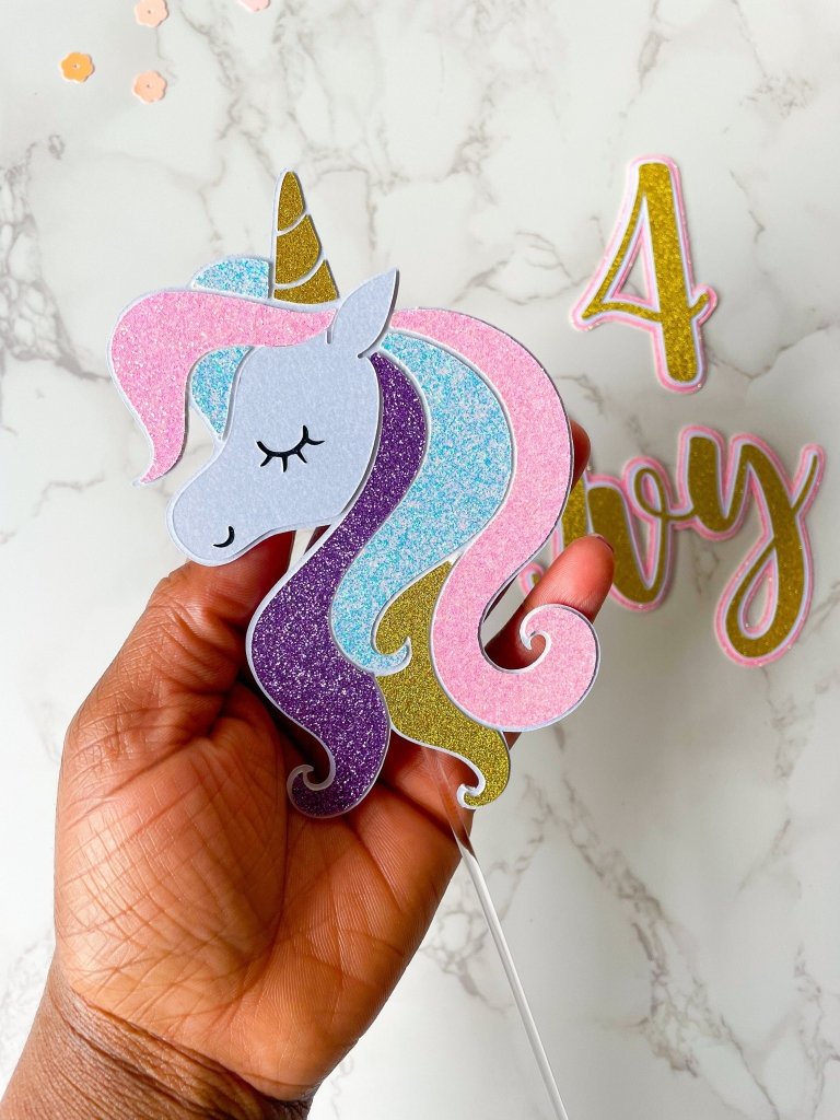 Unicorn Cake Topper with custom age and name - Demi's Krafts
