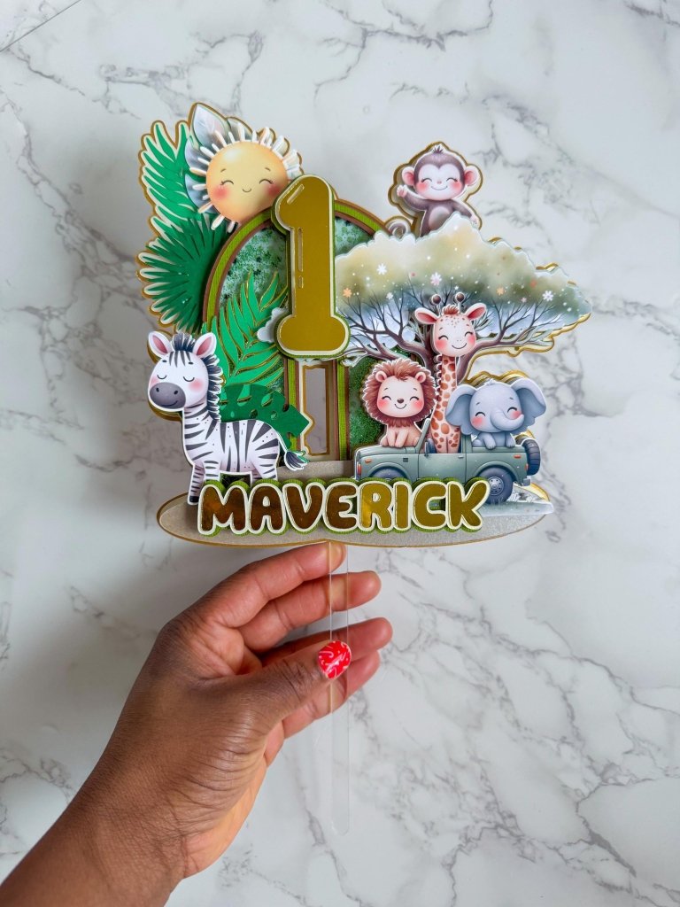 Safari Jungle Birthday Cake Topper - Demi's Krafts