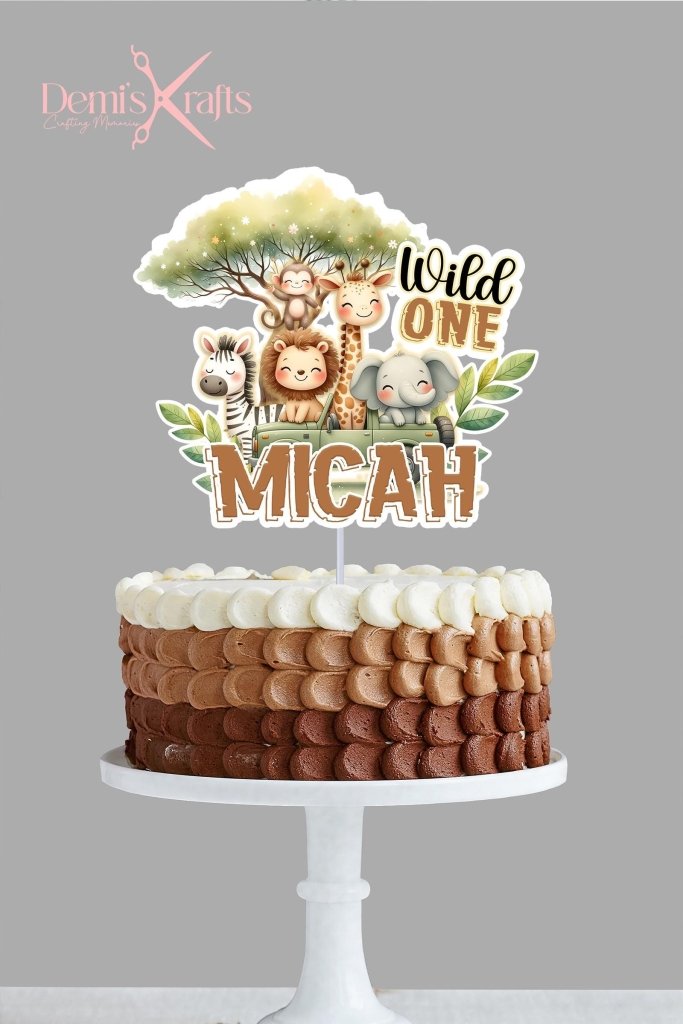 Wild one safari birthday cake topper and cupcake toppers - Demi's Krafts