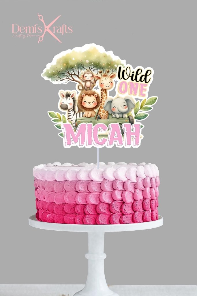 Wild one safari birthday cake topper and cupcake toppers - Demi's Krafts