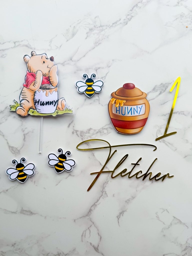 Personalised Winnie the Pooh Bear Cake Charm Set - Demi's Krafts