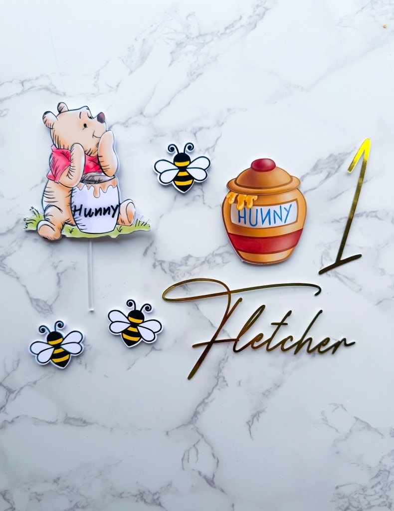 Personalised Winnie the Pooh Bear Cake Charm Set - Demi's Krafts
