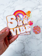 Five is a Vibe Groovy themed birthday cake topper charm set - Demi's Krafts