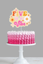 Groovy Five Cake Topper: Pastel Birthday Party Decoration - Demi's Krafts