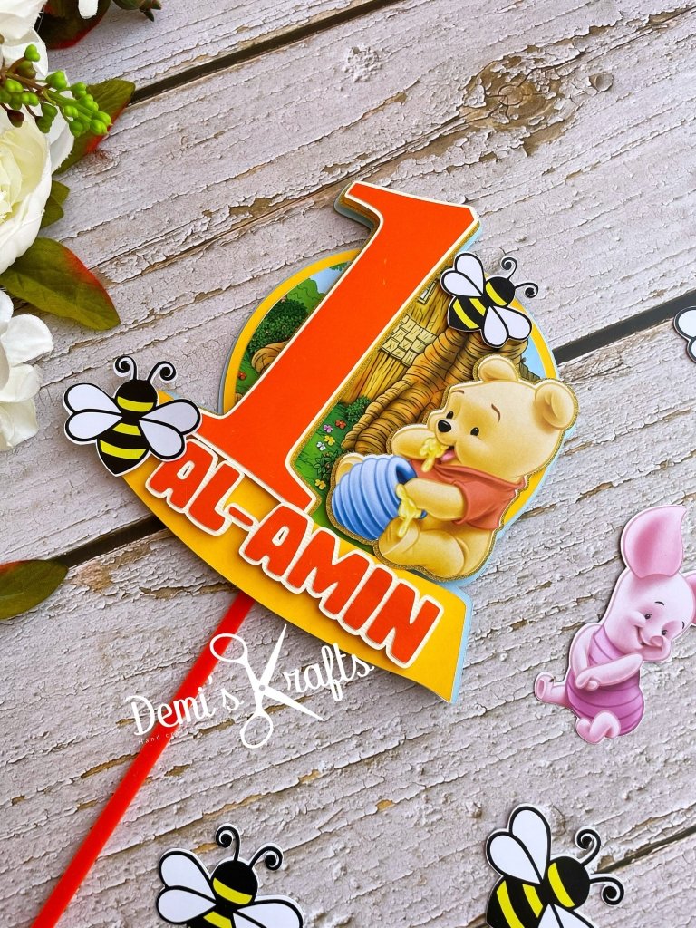 Winnie the Pooh Birthday Cake Topper - Demi's Krafts